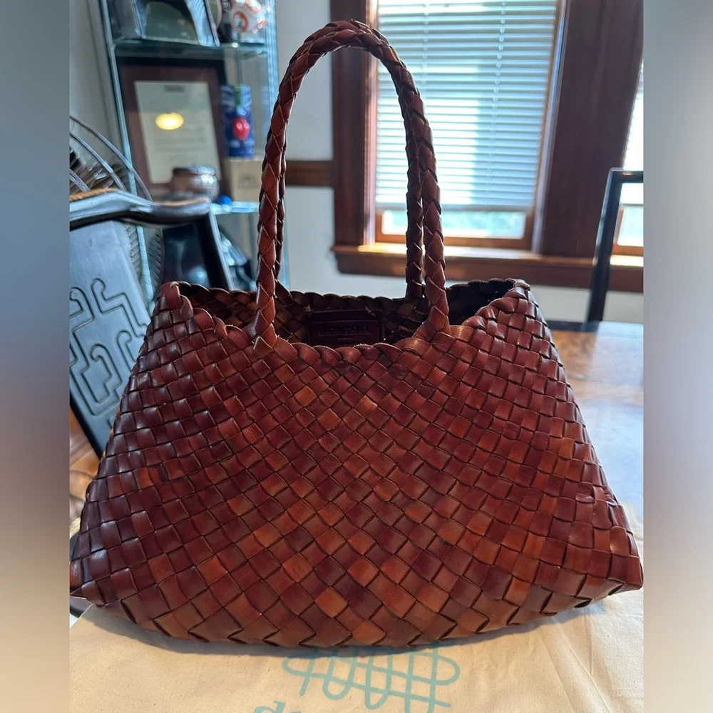 Dragon Diffusion Woven Leather Satchel in Warm Brown - Picture 4 of 7